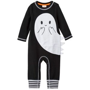 CAT AND JACK BABY GHOST ROMPER - BLACK SIZE NEWBORN, 0-3M NEW WITH TAGS)